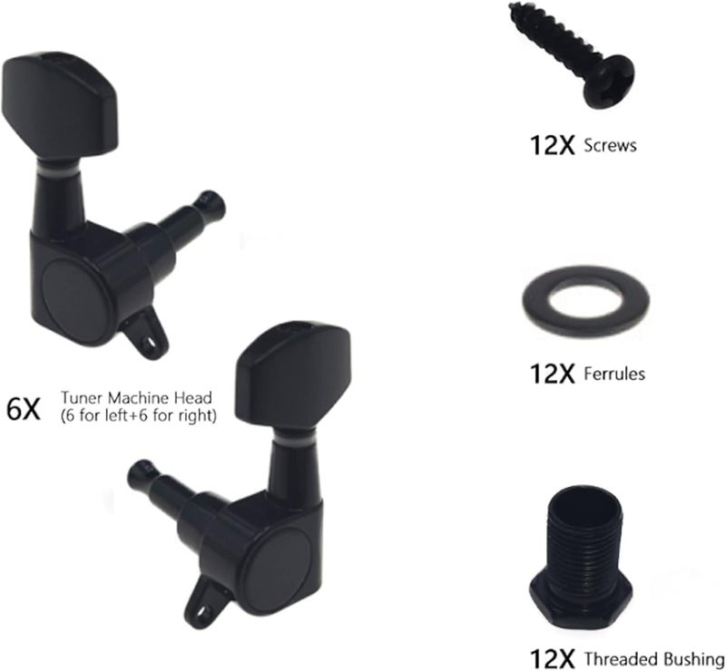 Cheerock 12Pcs Guitar String Tuning Pegs Tuner, Silver Machine Heads Knobs for Electric & Acoustic Guitar 6L 6R - Image 3